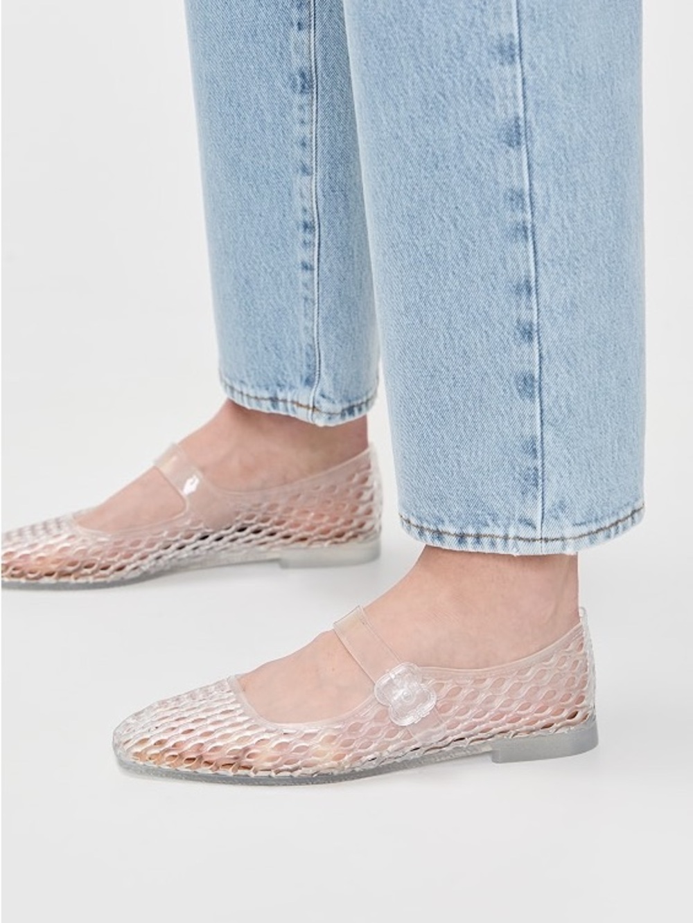 Sam Edelman Michaela Jelly Square Toe Mary Jane Flats Clear Size 6